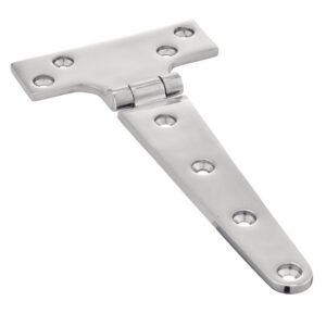 Charnière inox A4 polie forme en "T" 195 x 98 x 5 mm fabriquée en fonderie
