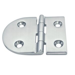 Charnière mi-ronde / mi-rectangle en inox A4 Polie 81 X 64 mm