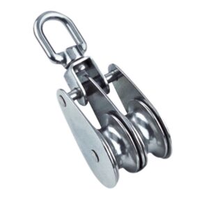 Poulie double avec émerillon et réa en inox A2 Modèle C