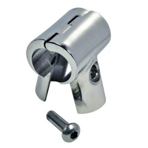 Raccord pour tube forme " T " 90° ouvrant inox A4 poli miroir