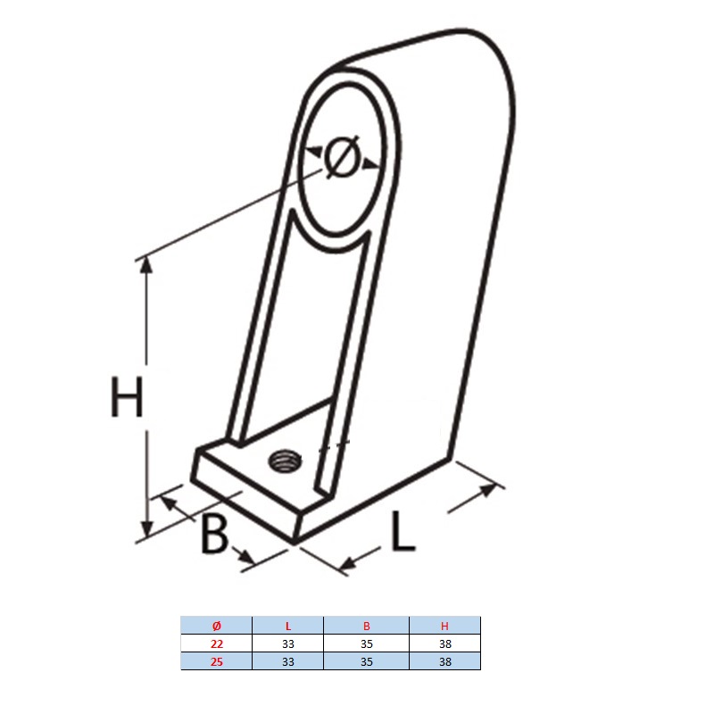 Support pour main courante inox traversante angle de 60°
