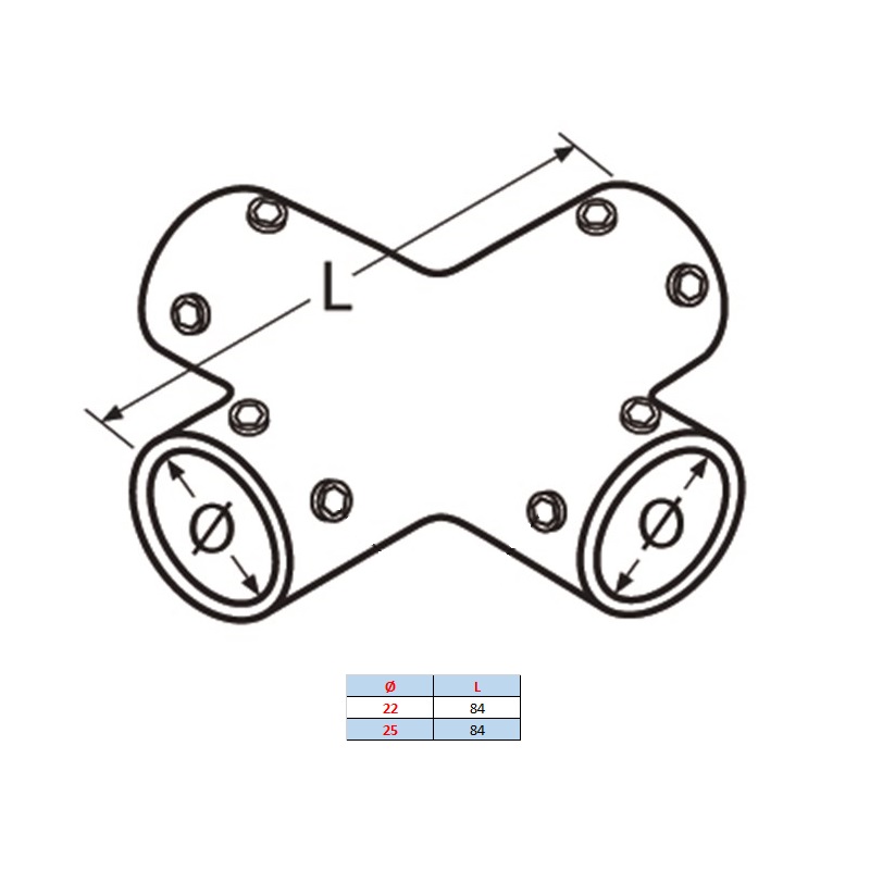 Support pour tube en croix, pièce de fonderie en inox A4