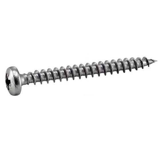Vis bois inox tête cylindrique empreinte pozidriv filetage total