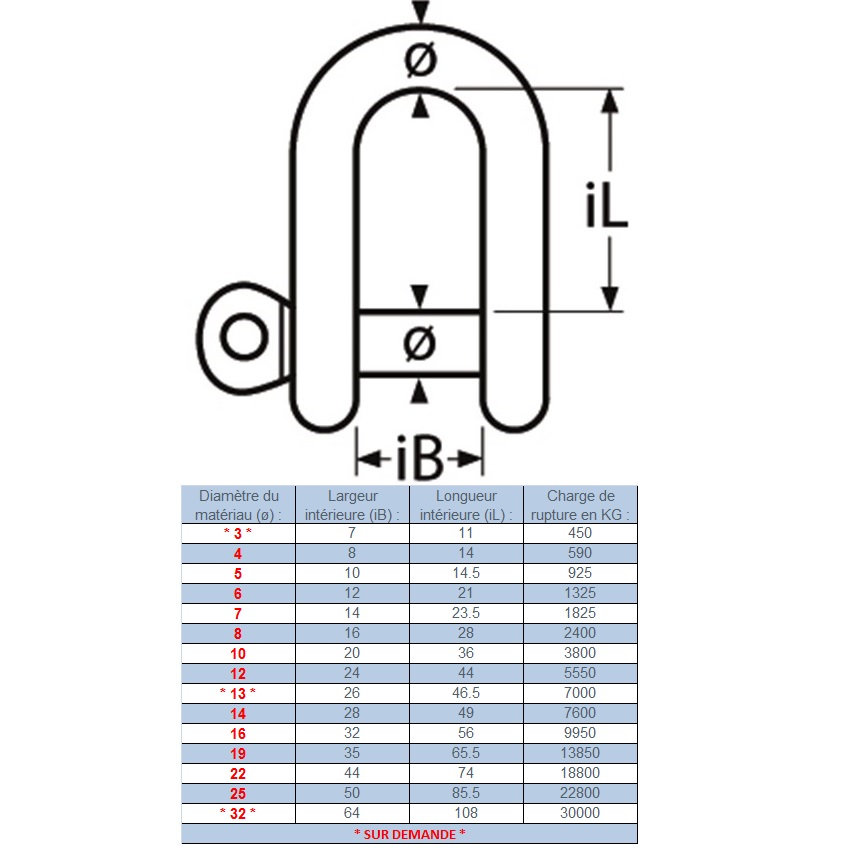 Manille LYRE Forgée Inox A4 Diamètre 8-5 pièces | Leroy Merlin