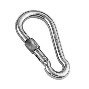 Mousqueton inox A4 (AISI 316 pompier) / vis sécurité