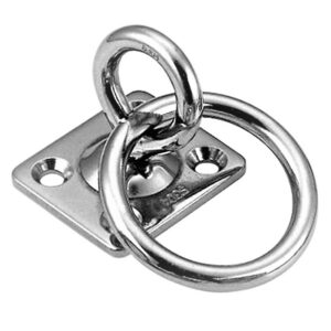 Pontet sur platine carrée avec anneau rotatif et anneau mobile inox A2 (AISI 304)