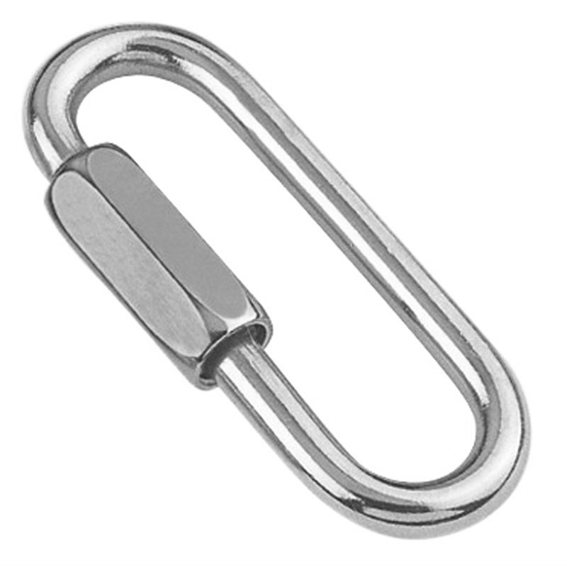 Maillon rapide long à visser en Inox A4 qualité marine.