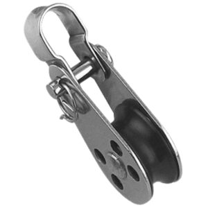 poulie dériveur en inox A4 aisi 316 pour corde de 6 mm avec anneau et axe amovible
