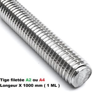 Tige filetée en inox A2 ou A4 longueur par 1 mètre linéaire.