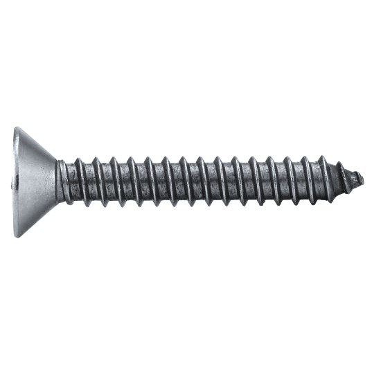 Vue de profil des vis à tôle tête fraisée en inox a2 empreinte torx + téton